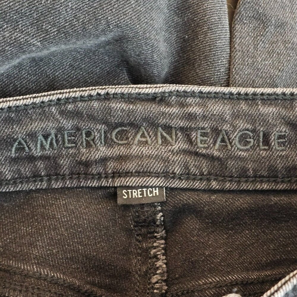 American Eagle Jeans Womens 00 27x27 Black Mom Jean Mid Rise Denim Stretch - Picture 10 of 11